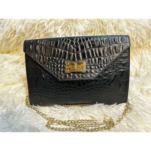 Courage. b Black crocodile Leather Shoulder Bag or Clutch with Removable Strap